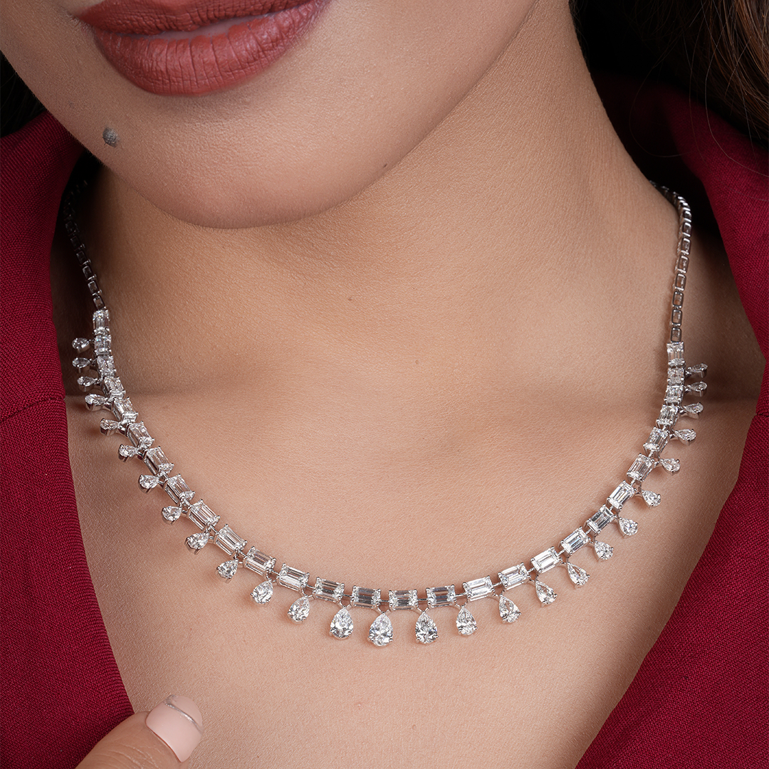 Princess Cut Diamond Necklace For Anniversary Gift