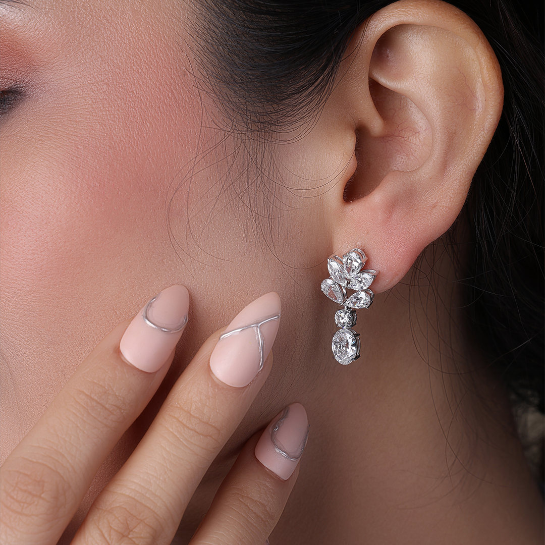 Vintage Lab Diamond Drop Earrings for Wedding