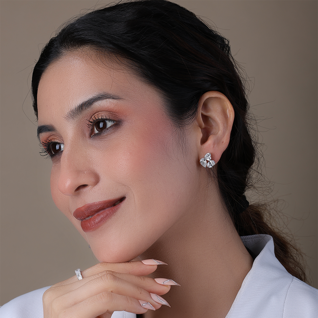 Six-Cut Diamond Cluster Earring Studs