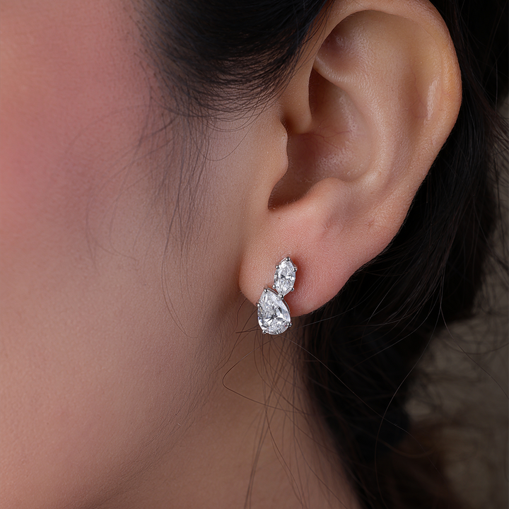 Pear & Marquise Duo Diamond Stud Earrings