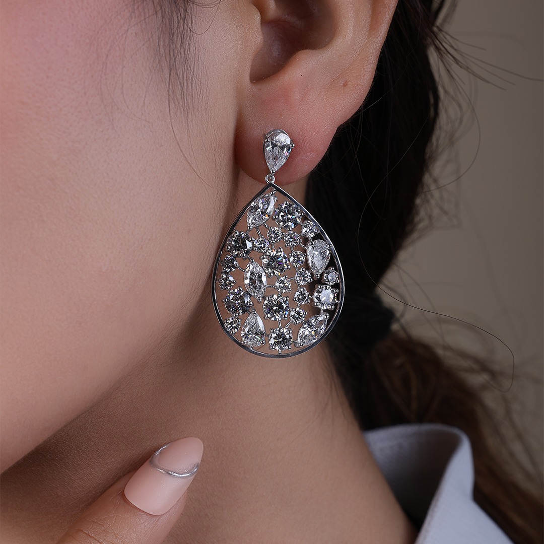 Classic Party Wear Multi-Shape Lab Grown Diamond Earring
