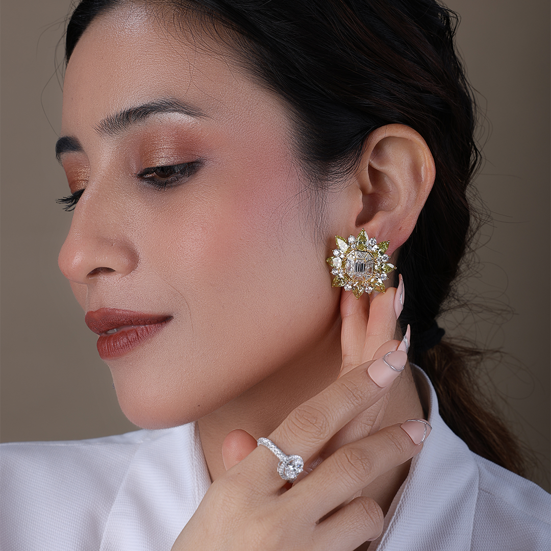 Multi-Cut Diamond Sunburst Studs