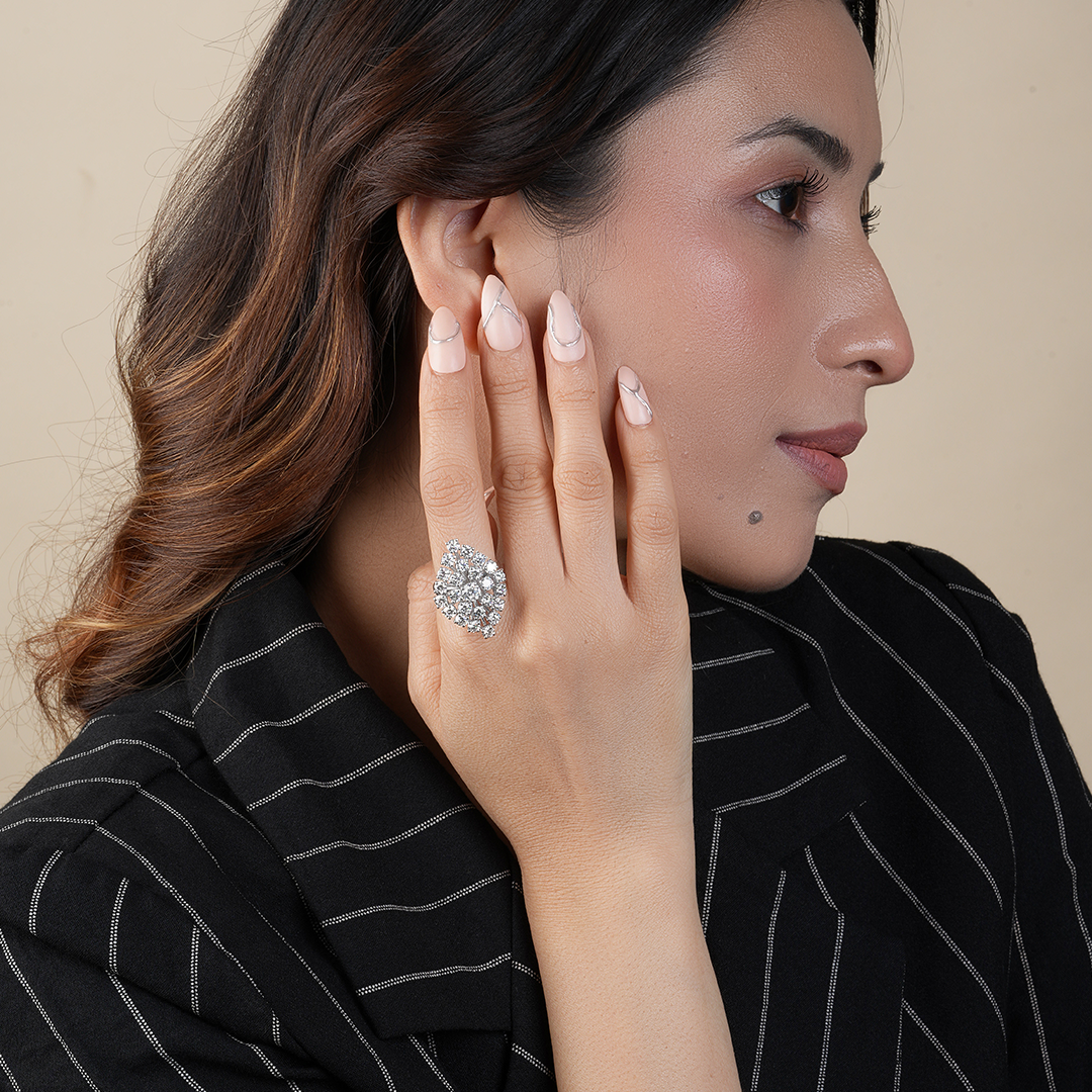 Stunning Round Diamond Cluster Cocktail Ring