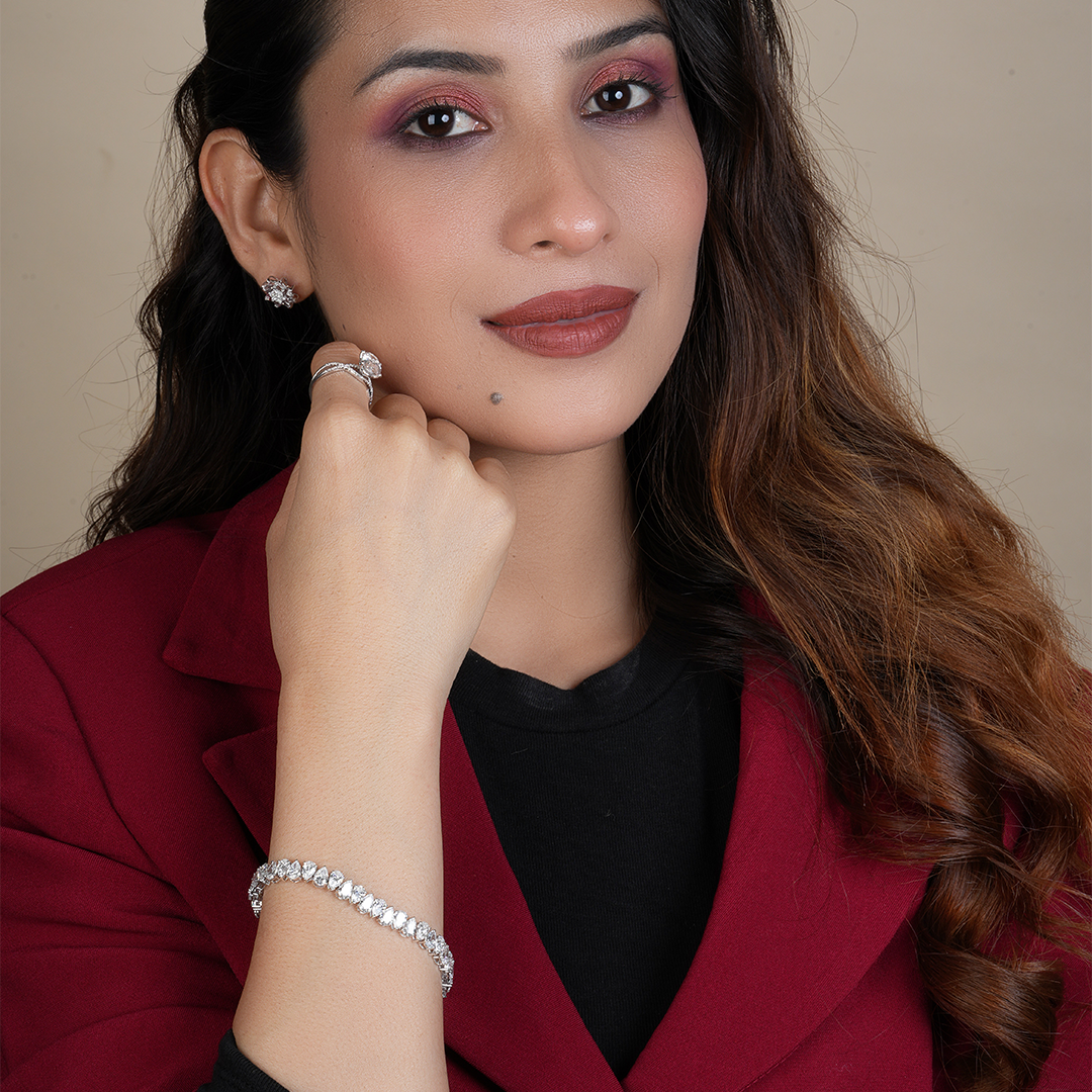 Pear Cut Lab-Grown Diamond Tennis Bracelet