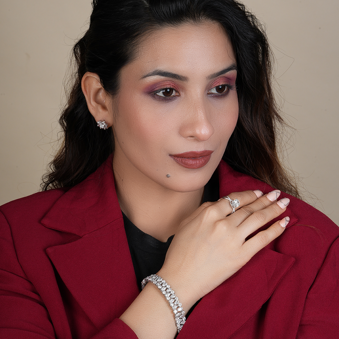 Marquise and Round Cut Lab Diamonds Bridal Wedding Bracelet