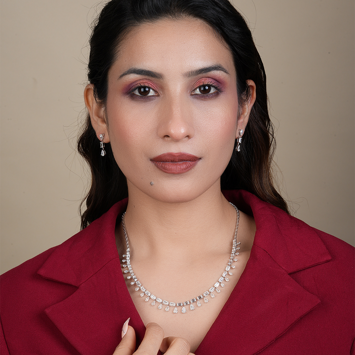 Princess Cut Diamond Necklace For Anniversary Gift