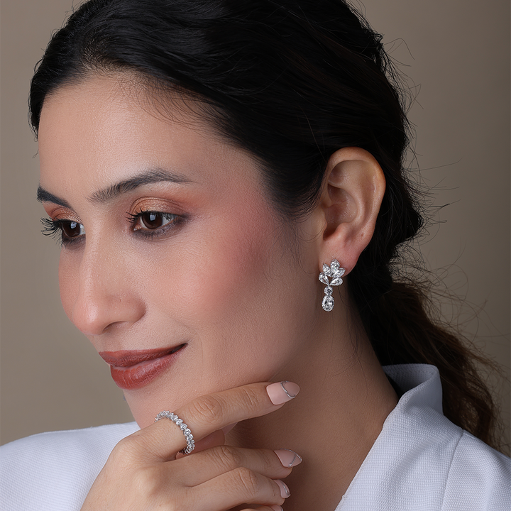 Vintage Lab Diamond Drop Earrings for Wedding