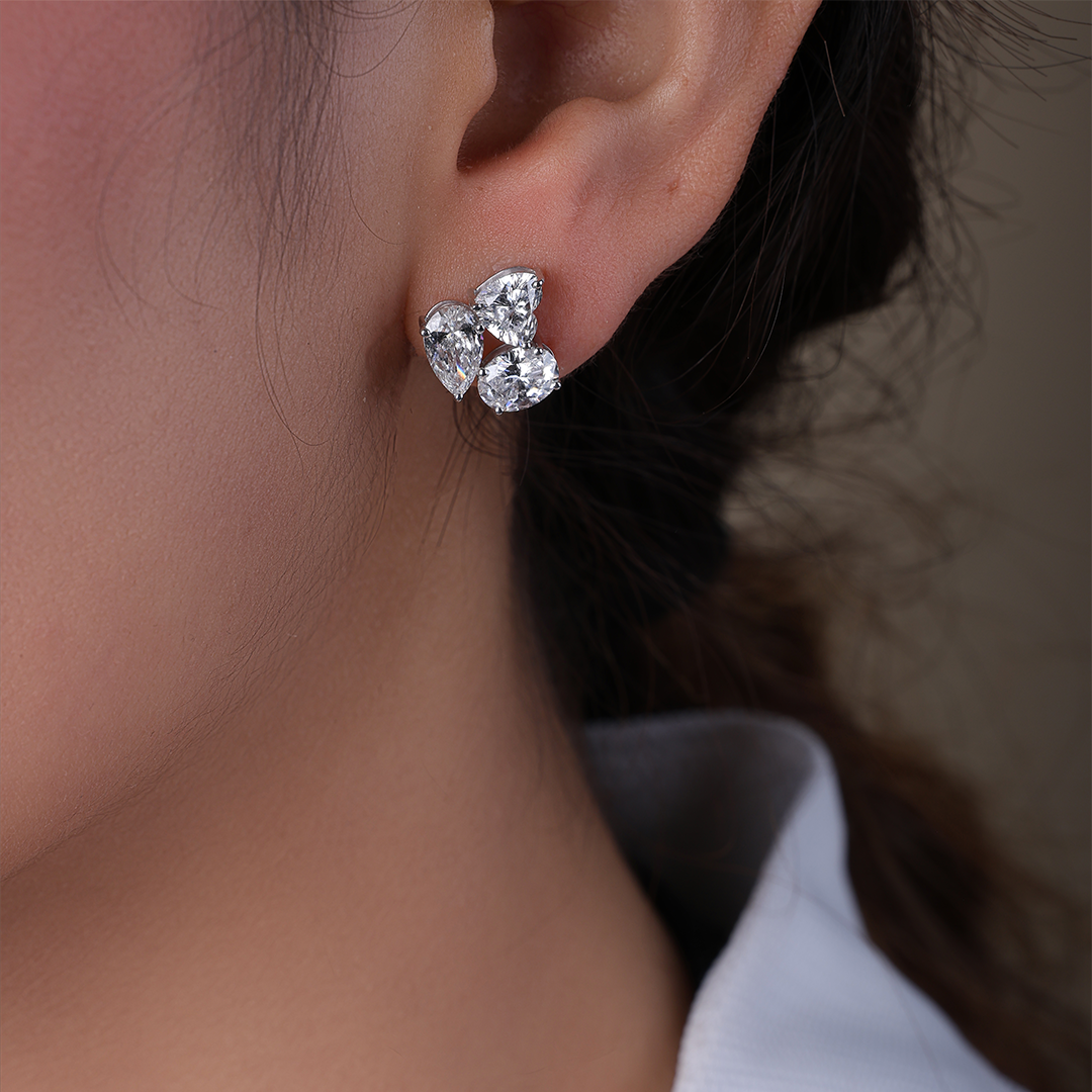 Six-Cut Diamond Cluster Earring Studs