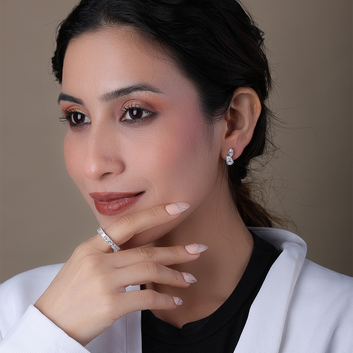 Pear & Marquise Duo Diamond Stud Earrings