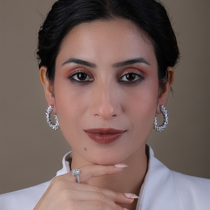 Lab-Grown Marquise Diamond Hoop Earrings