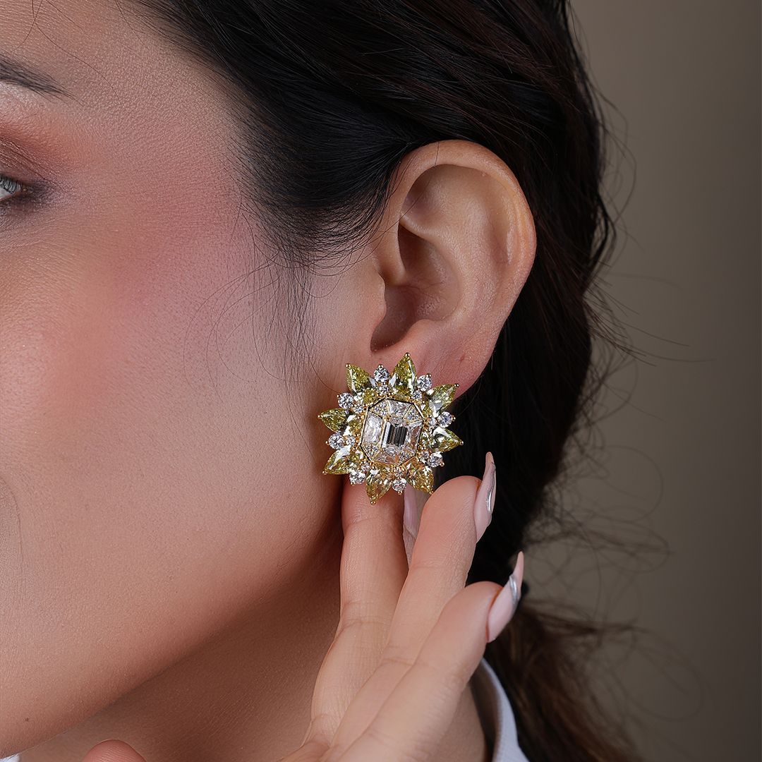 Multi-Cut Diamond Sunburst Studs