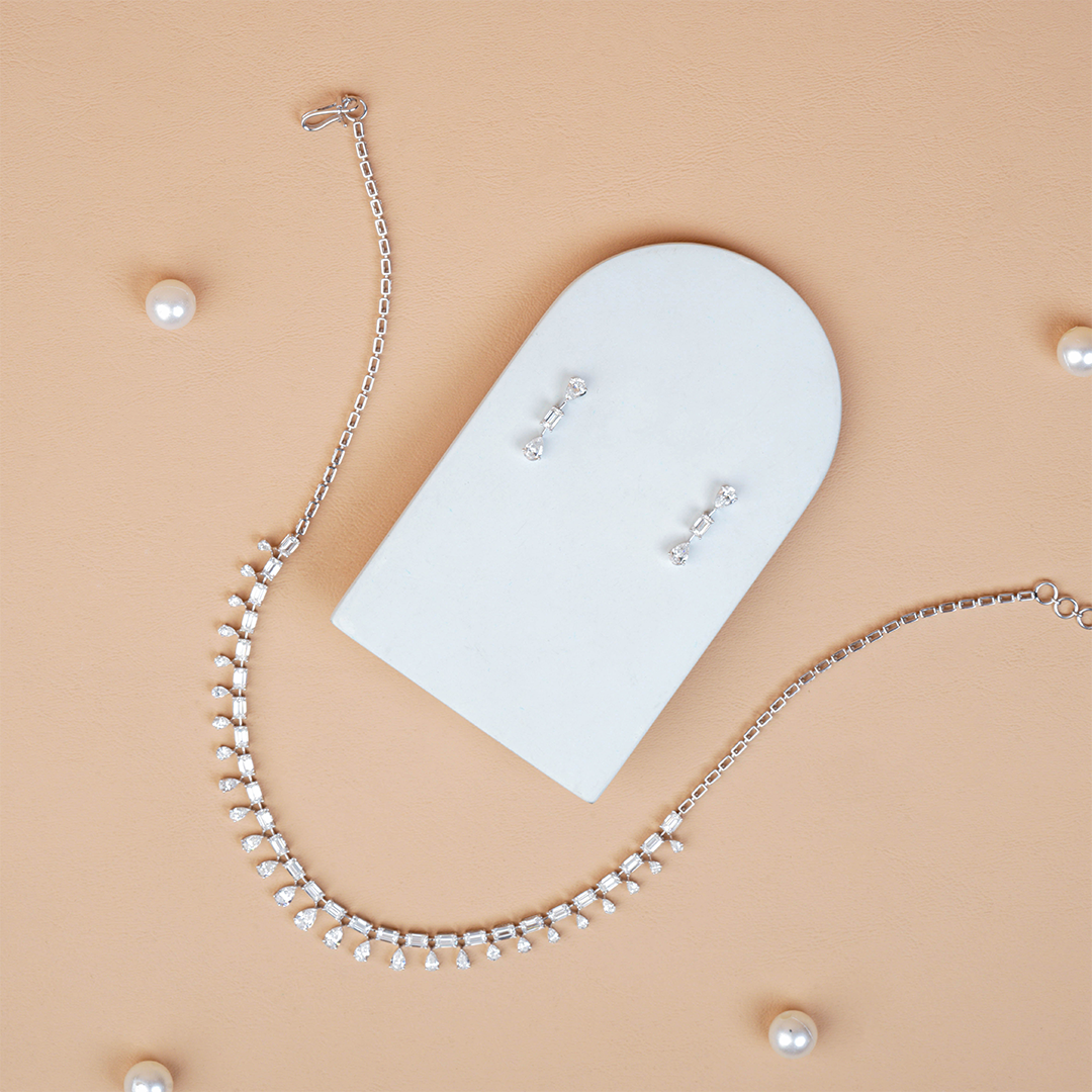 Princess Cut Diamond Necklace For Anniversary Gift