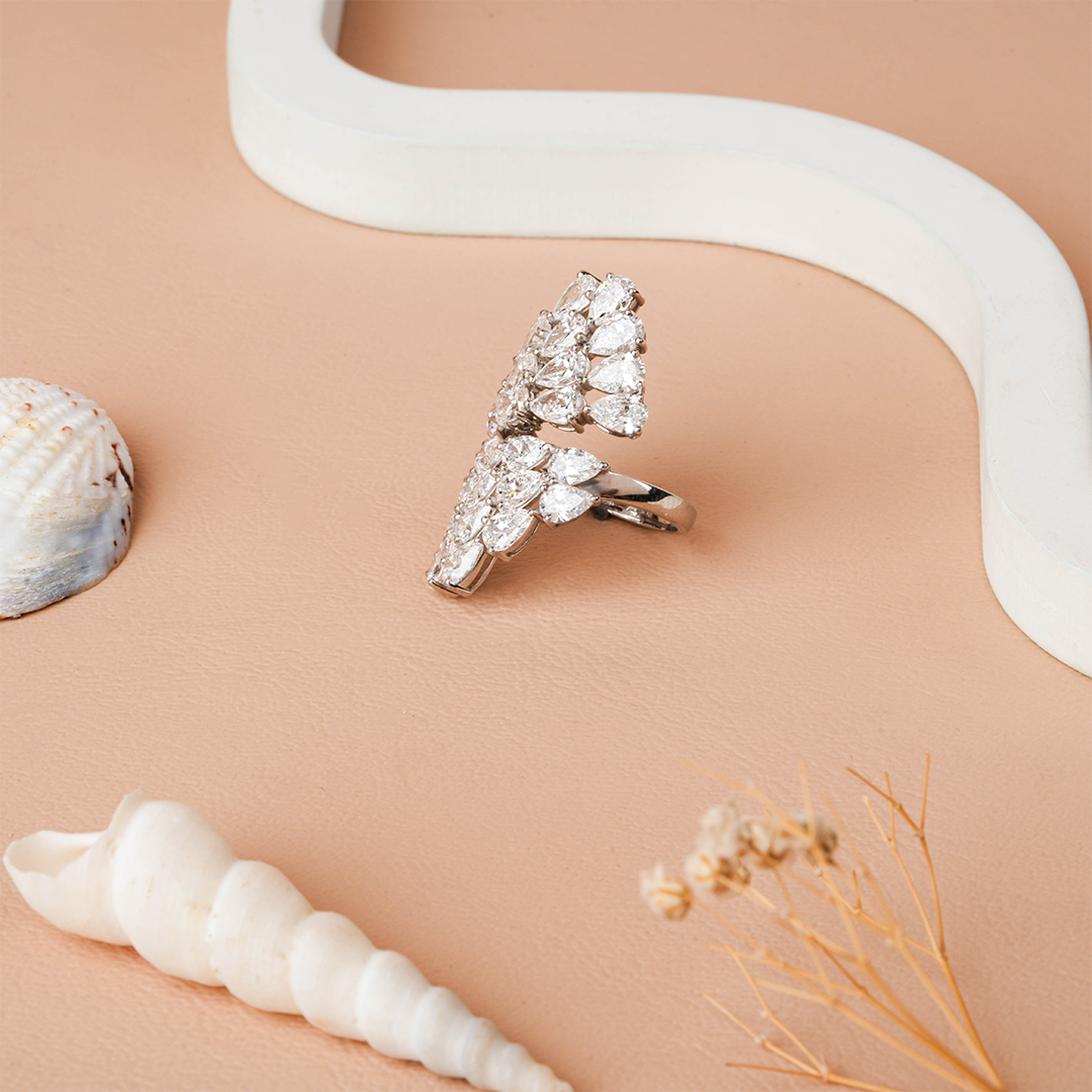 Pear-cut Lab-grown Diamond Bypass Ring