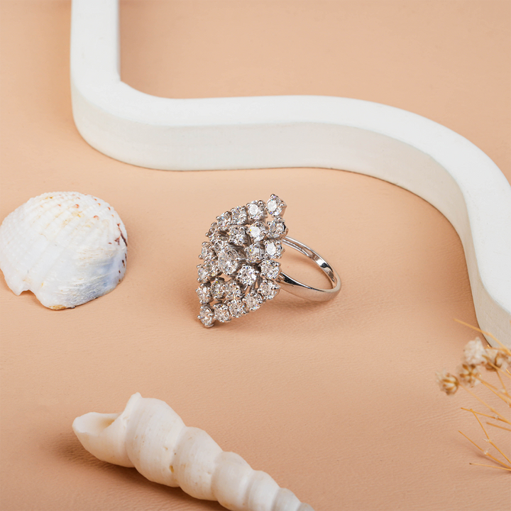 Stunning Round Diamond Cluster Cocktail Ring