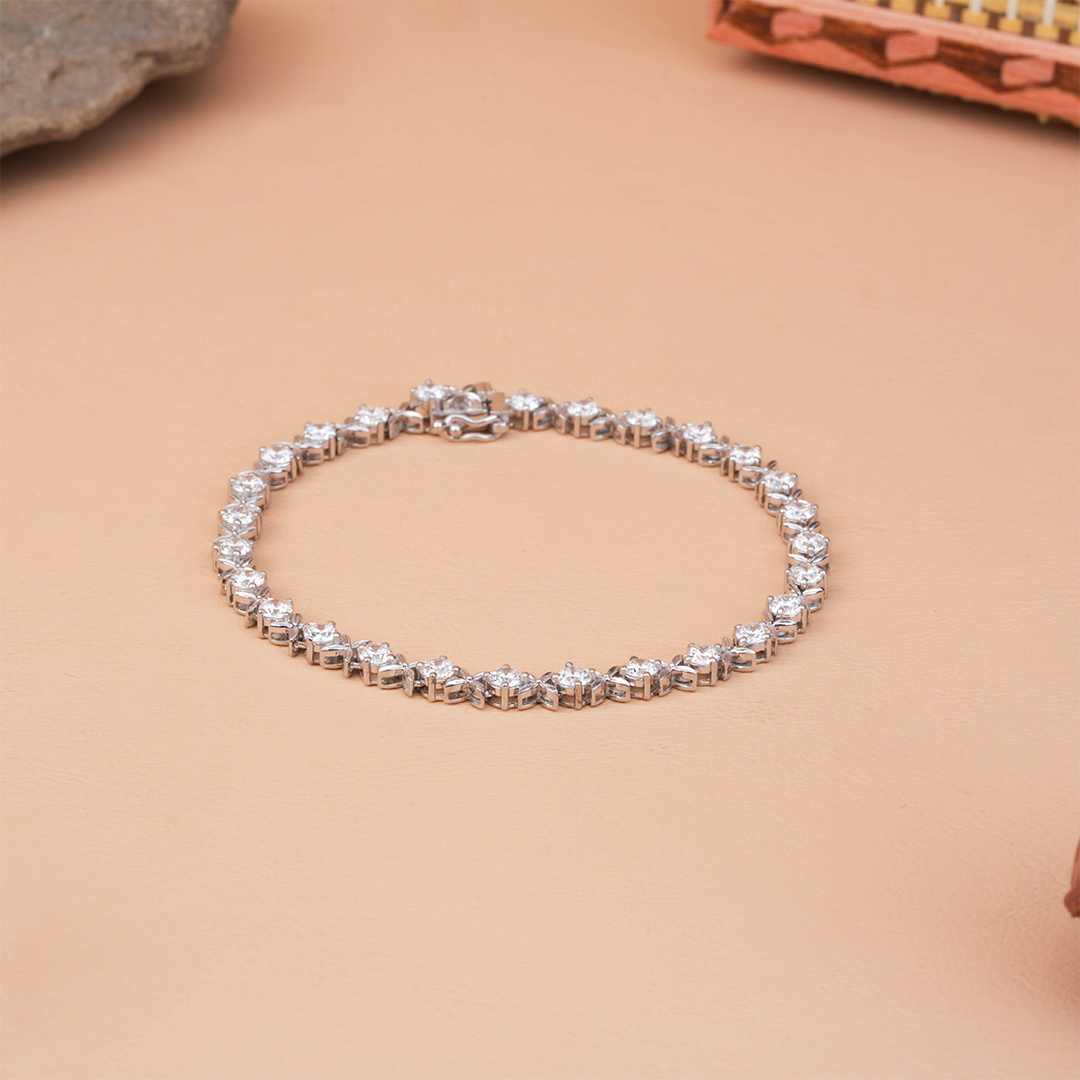 Delicate Round Cut Lab-Grown Diamond Tennis Bracelet