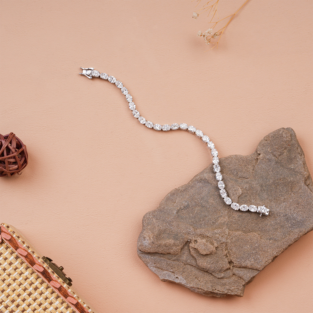 Oval Cut Lab Grown Diamond Tennis Bracelet for Women