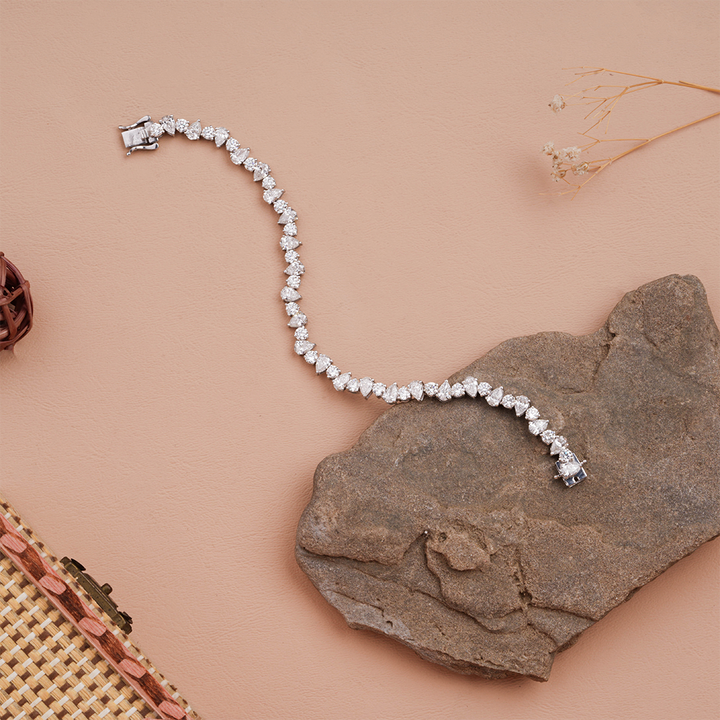 Pear & Round Cut Lab Grown Diamond Tennis Bracelet