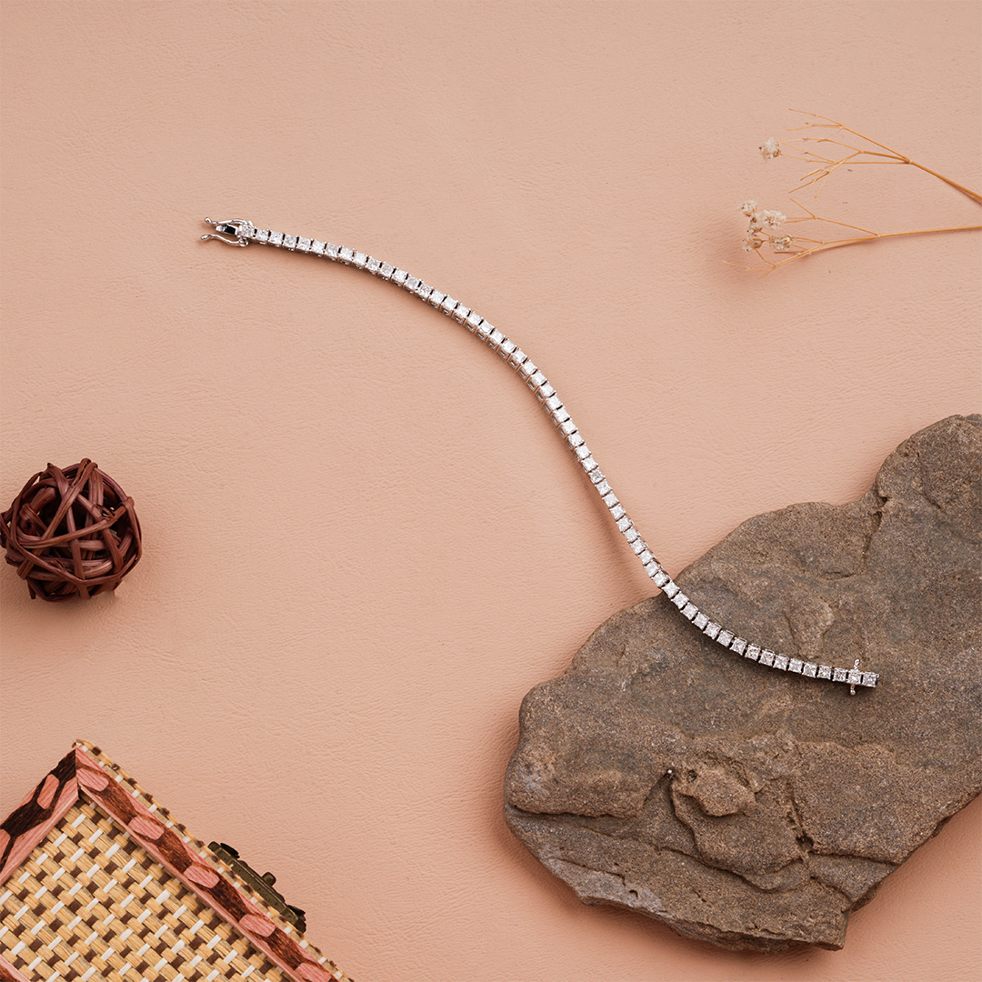 Princess Cut Prong Set Lab Diamond Tennis Bracelet