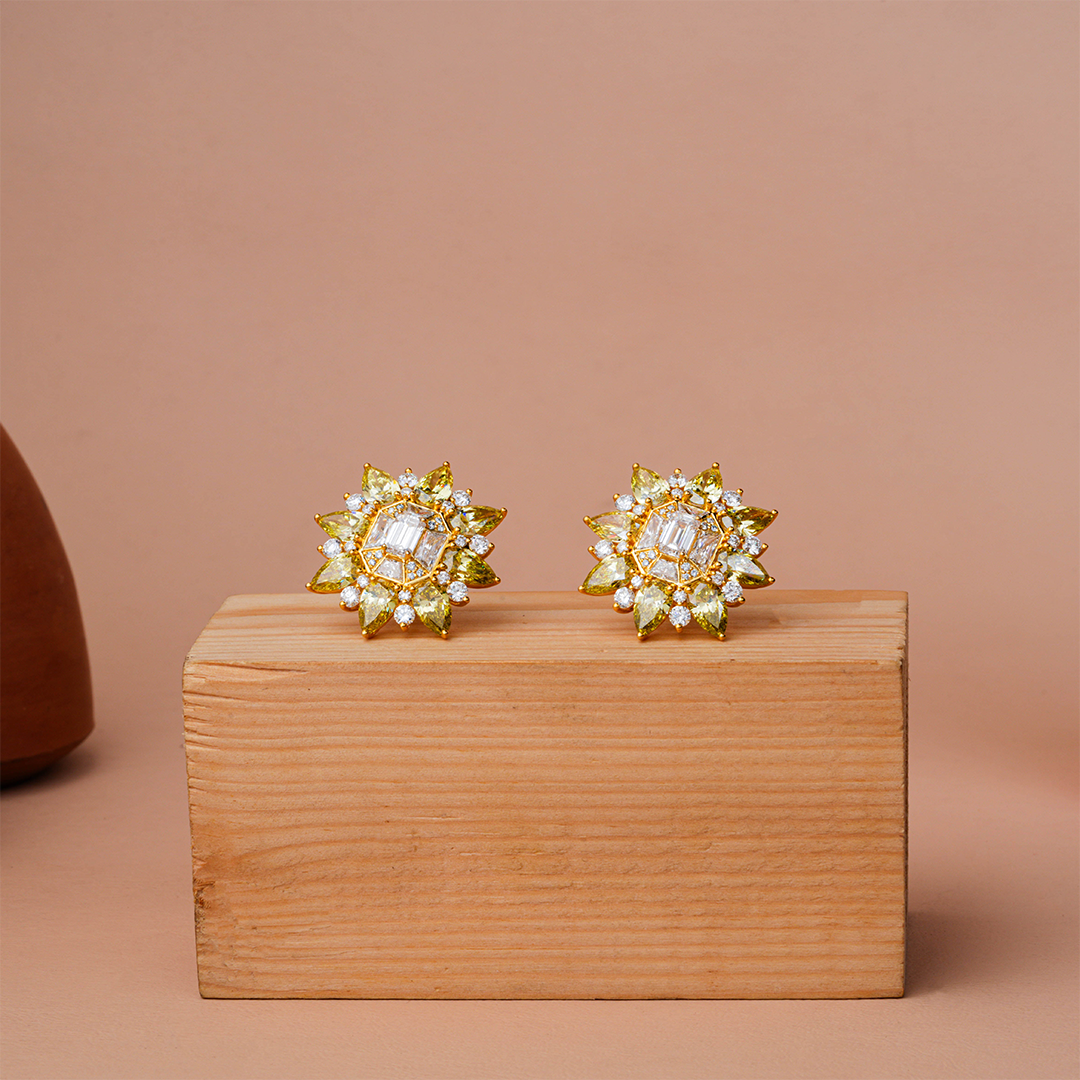 Multi-Cut Diamond Sunburst Studs