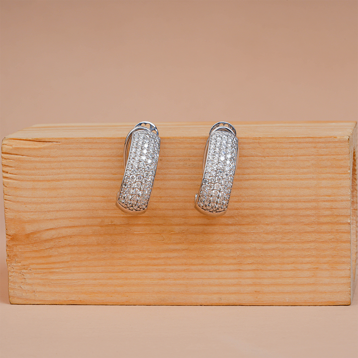 Round Cut Diamond Dome Huggie Hoop Earrings