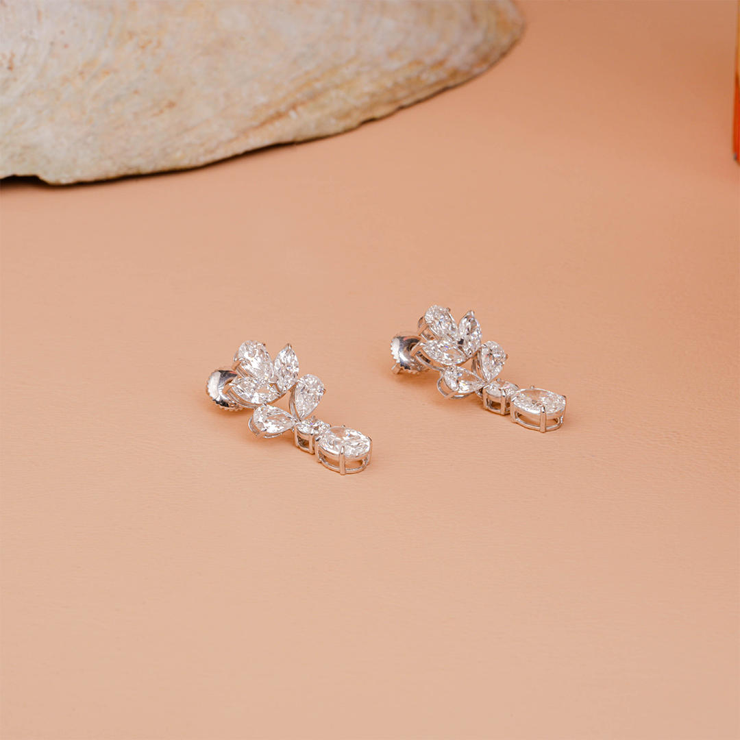 Vintage Lab Diamond Drop Earrings for Wedding