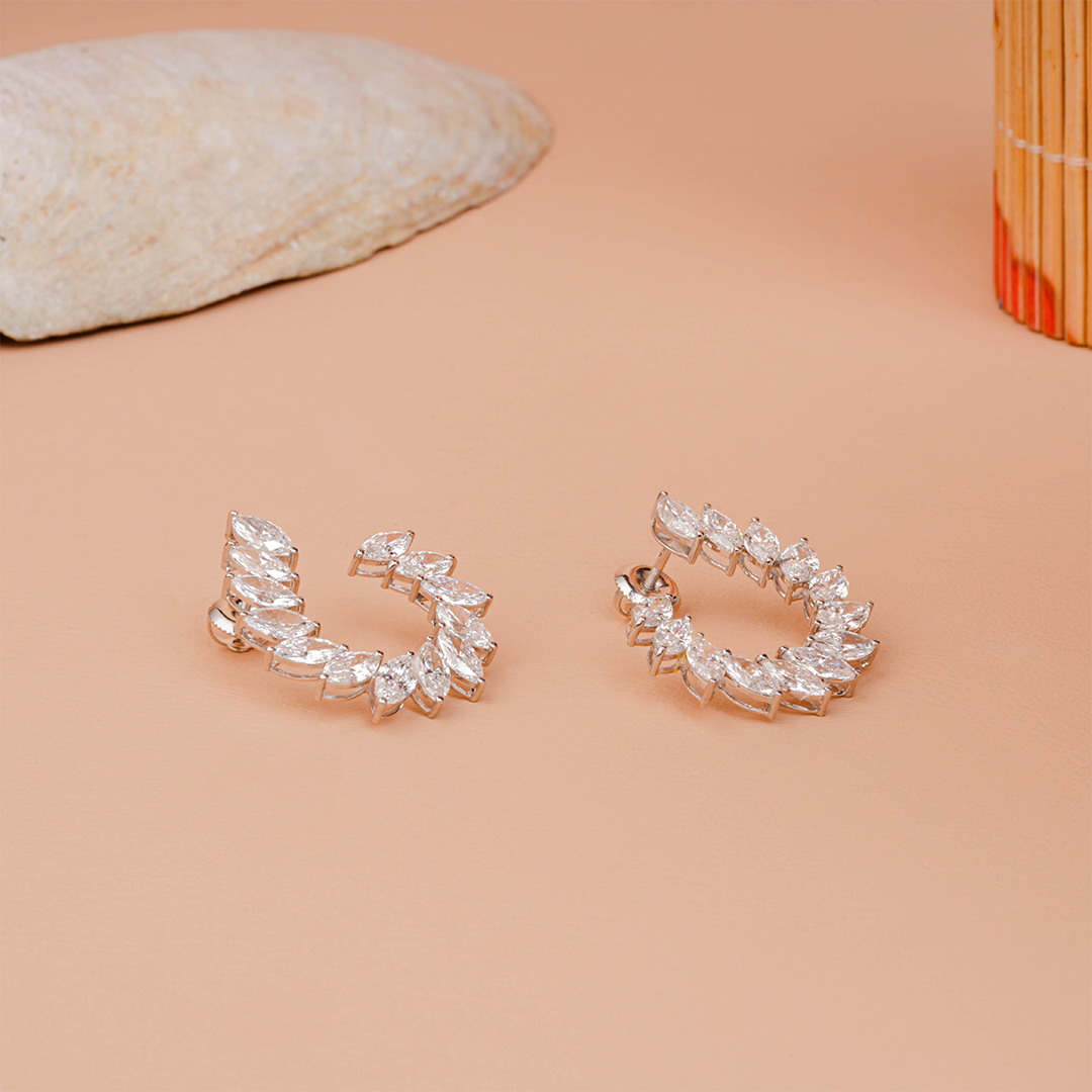 Lab-Grown Marquise Diamond Hoop Earrings