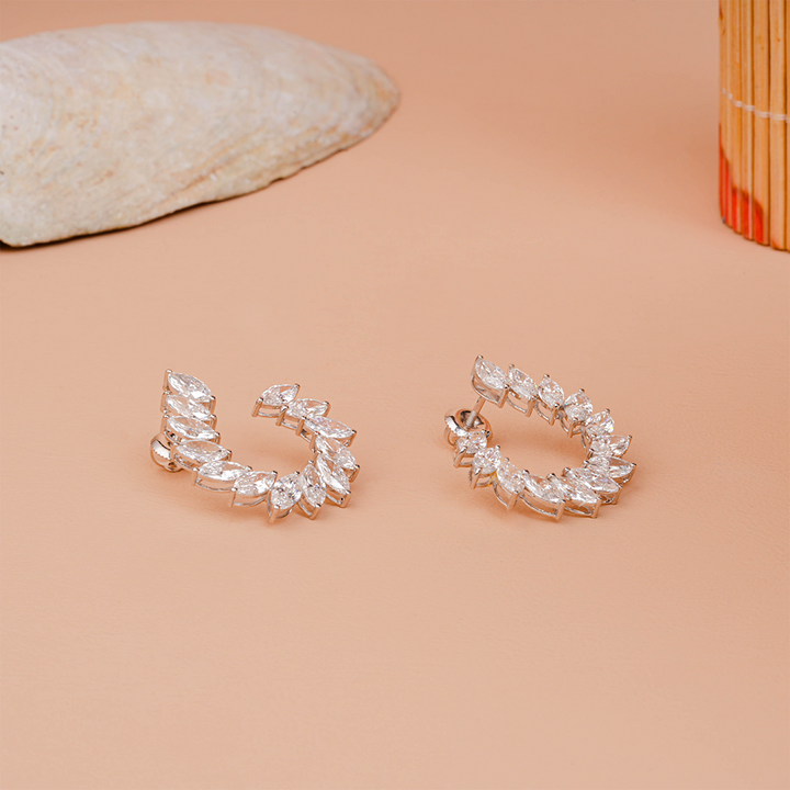 Lab-Grown Marquise Diamond Hoop Earrings