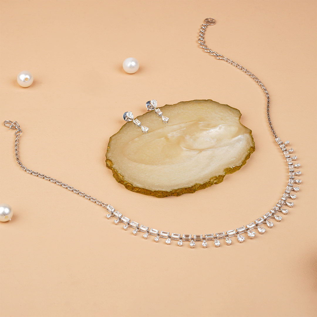 Princess Cut Diamond Necklace For Anniversary Gift