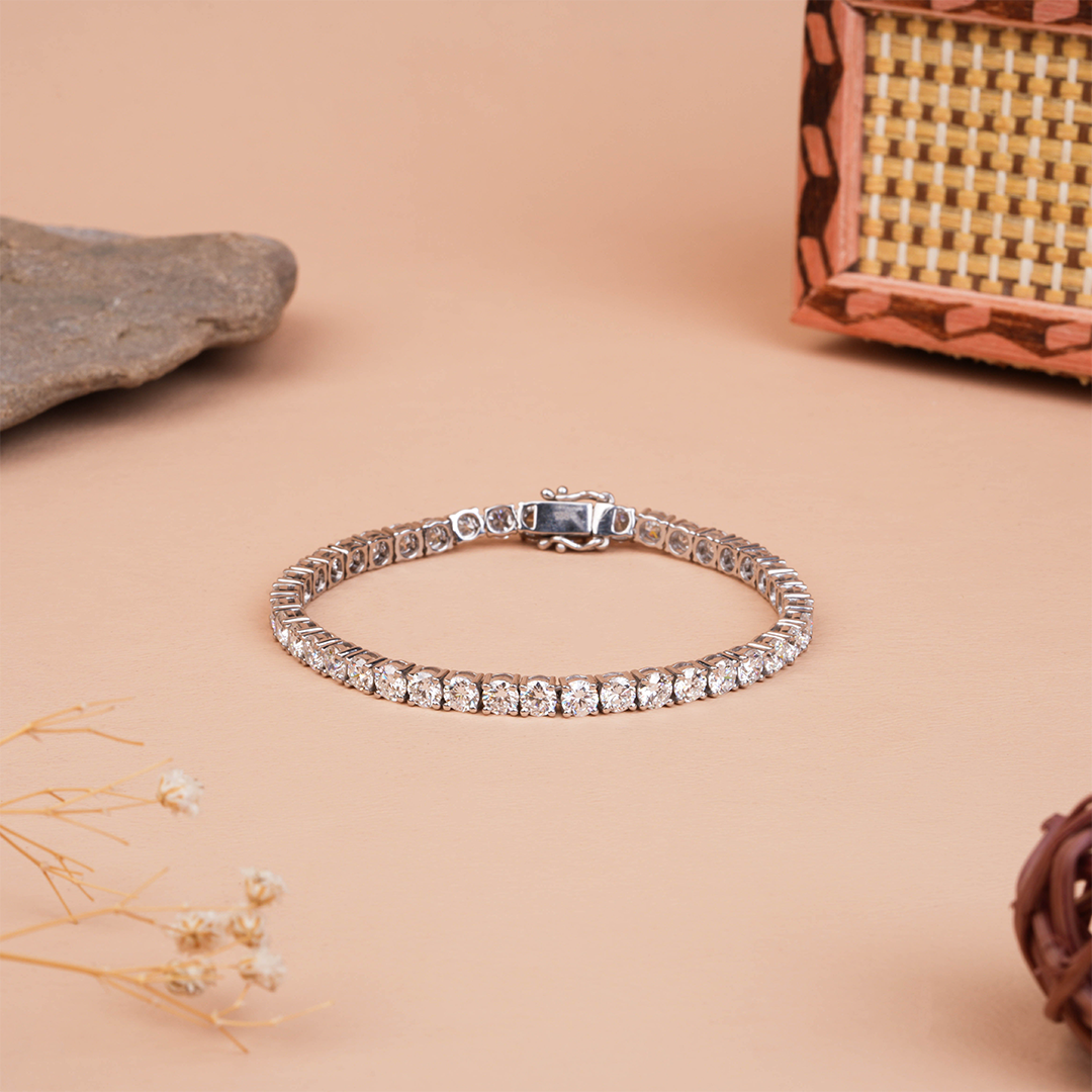 Round Cut Lab Grown Diamond Tennis Bracelet