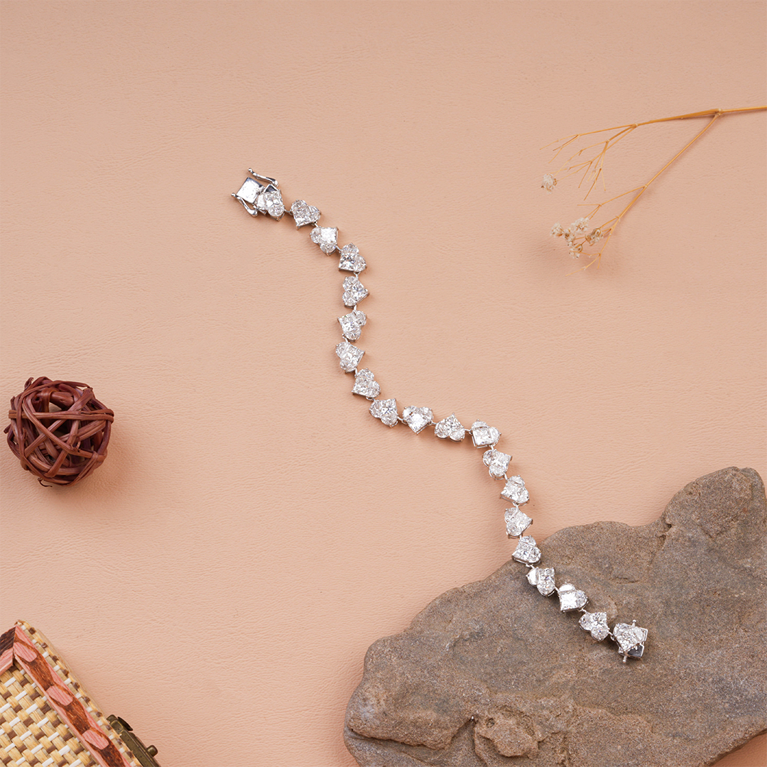 Princess & Half Moon Cut Lab-Grown Diamond Tennis Bracelet