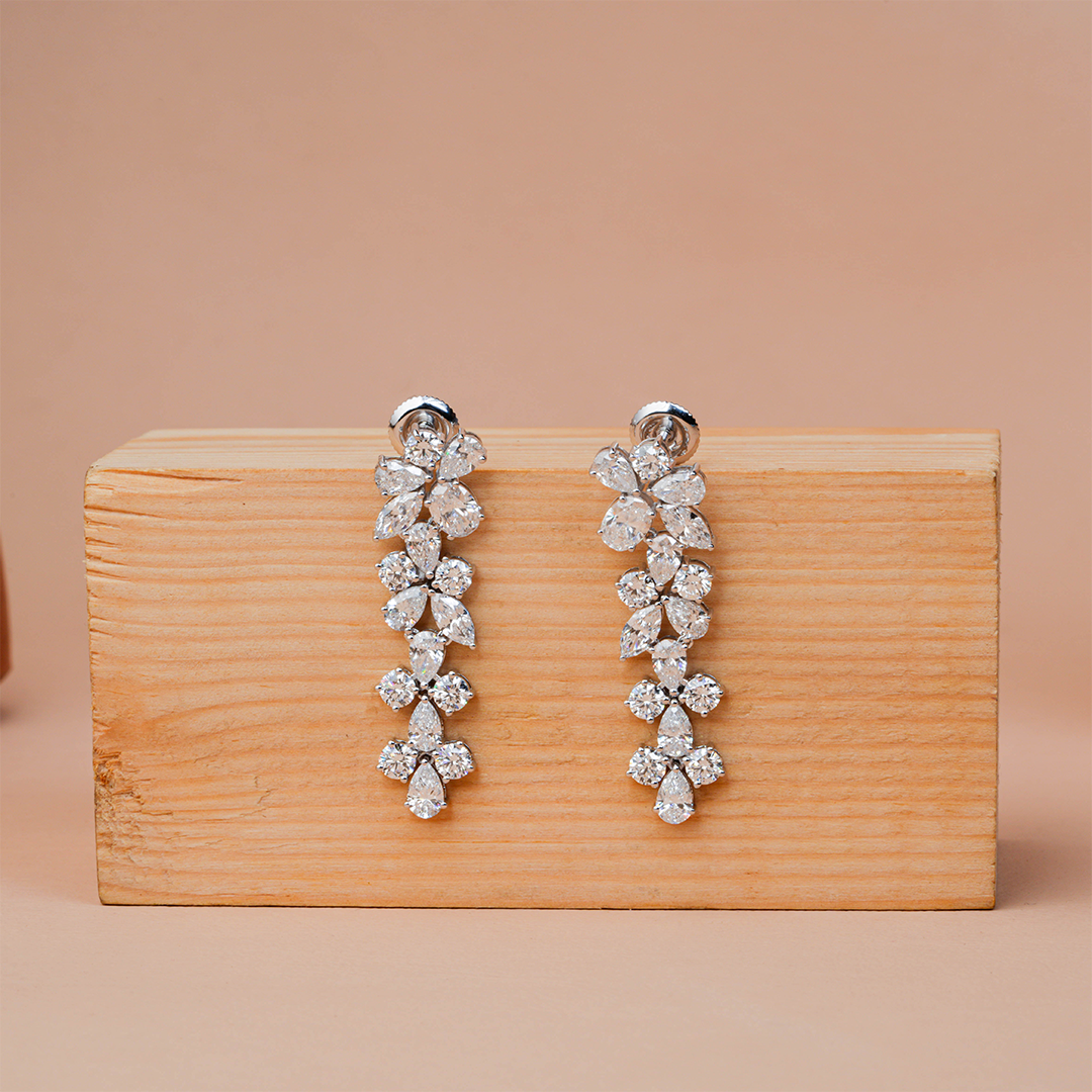 Long Dangler Multi-Shape Lab-Grown Drop Earrings