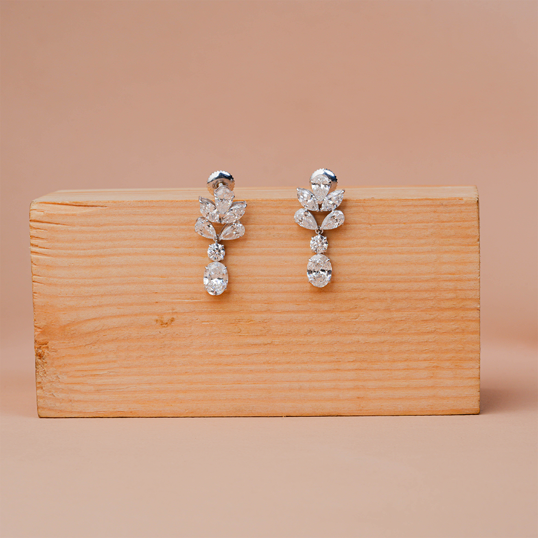 Vintage Lab Diamond Drop Earrings for Wedding
