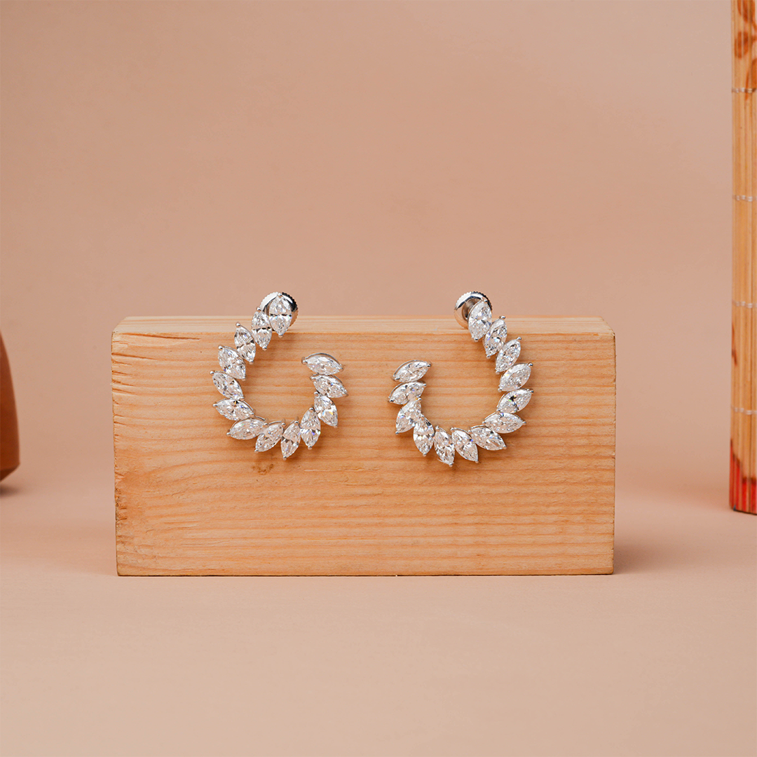 Lab-Grown Marquise Diamond Hoop Earrings