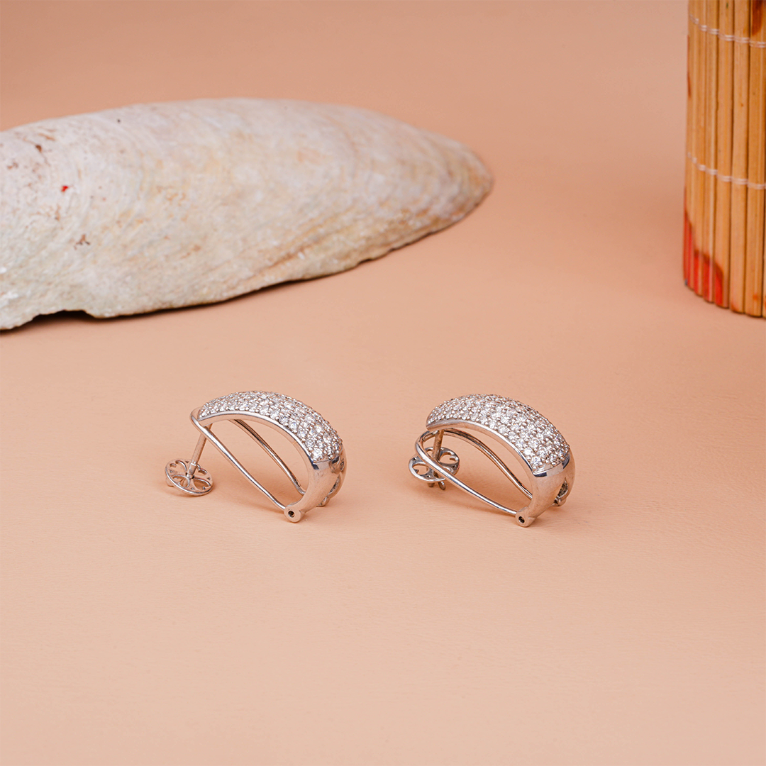 Round Cut Diamond Dome Huggie Hoop Earrings