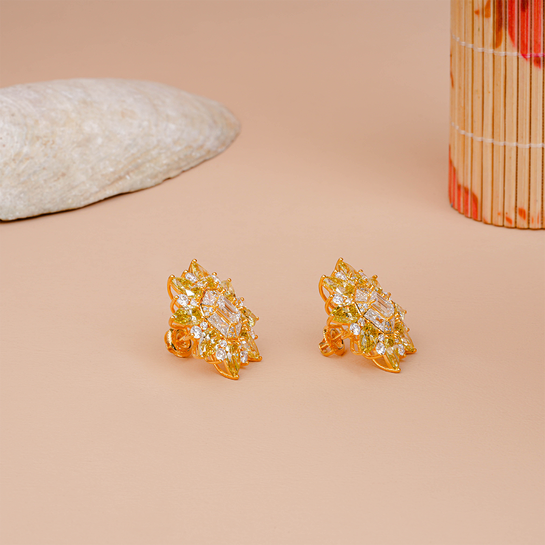 Multi-Cut Diamond Sunburst Studs