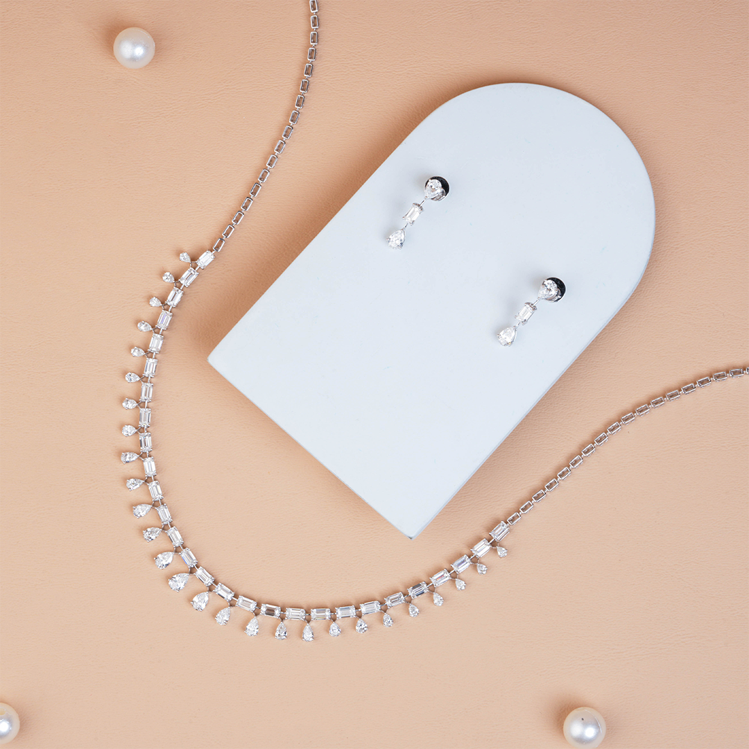 Princess Cut Diamond Necklace For Anniversary Gift