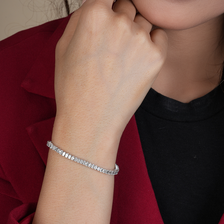 Emerald Cut Lab-Grown Diamond Tennis Bracelet